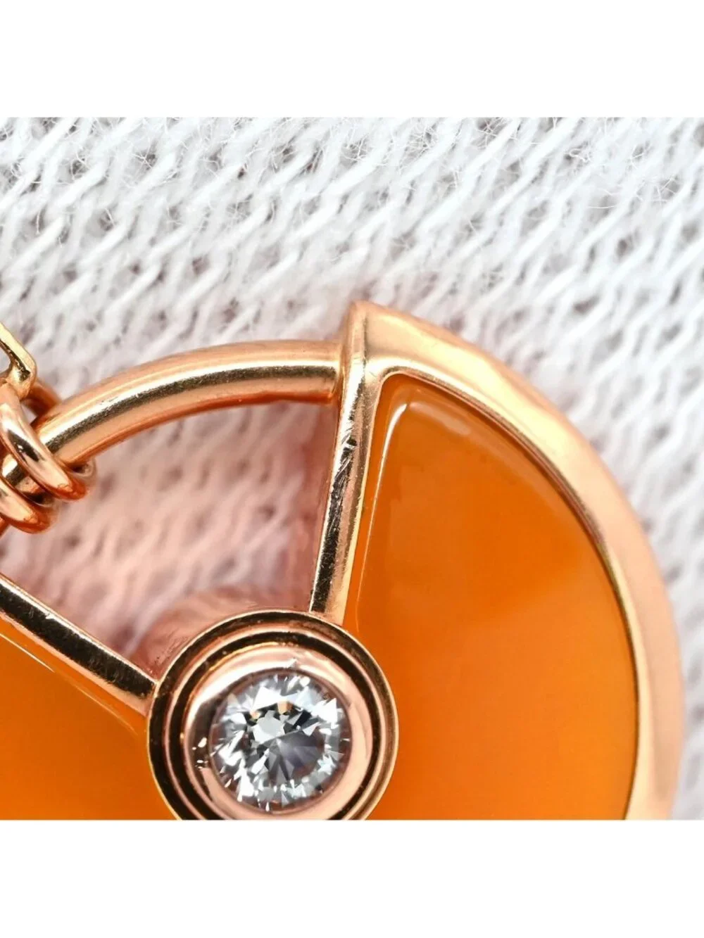 Cartier Necklace Amulette de Cartier XS Orange Pink Gold PG 18k Diamond